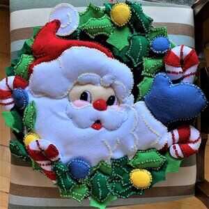 Vintage Bucilla Finished Santa Wall Hanging